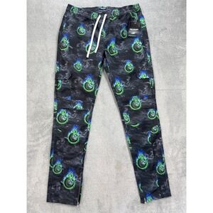 Pink Dolphin Cargo Pants Mens L Black Green Blue Flaming Orb Print Streetwear